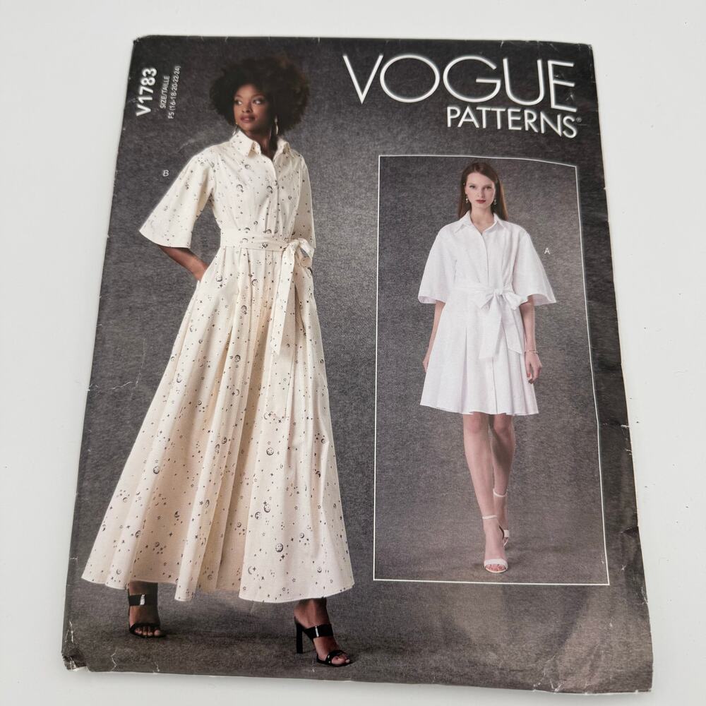 2021 Vogue UNCUT Sewing Pattern V1783 Shirt Dress  16~18~20~22~24
